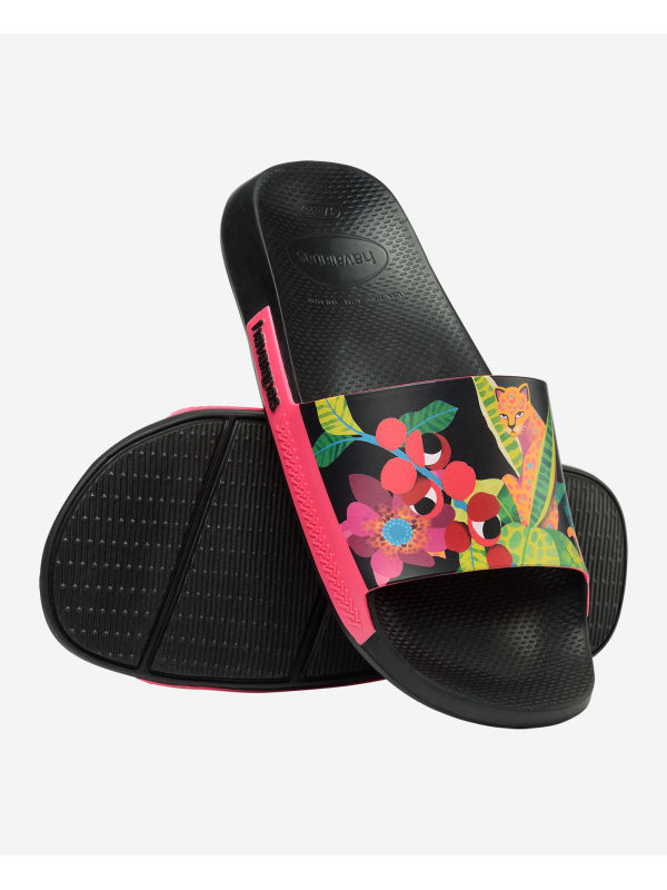 Havaianas Slide Print - BLACK/PINK PARADISE